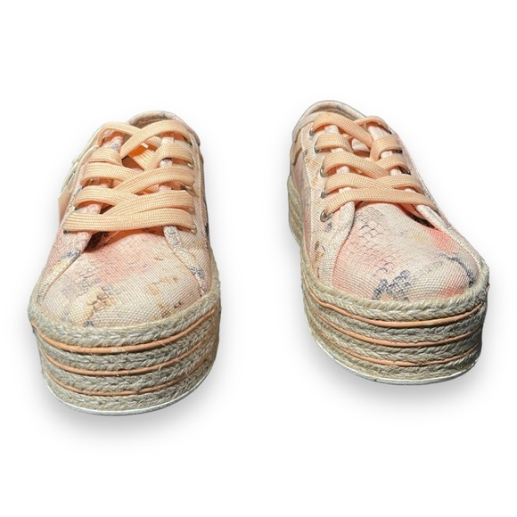 Call It Spring Platform Espadrille Sole Sneakers Orange Snakeskin Print Size 9 - Picture 3 of 8